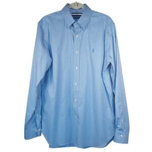 Polo Ralph Lauren Blue Gingham Shirt Large 16.5 42 L Quiet Luxury Preppy Classic